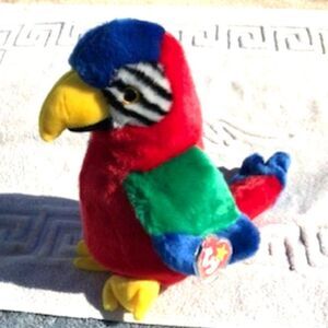 Jabber The Parrot . Tropical Bird . TY Beanie Buddies . Vintage . Rare